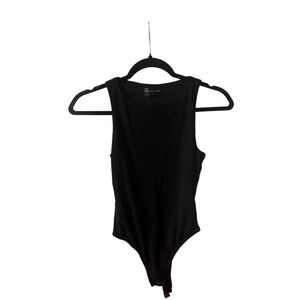 White Fox Black Bodysuit Top Sleeveless - Small